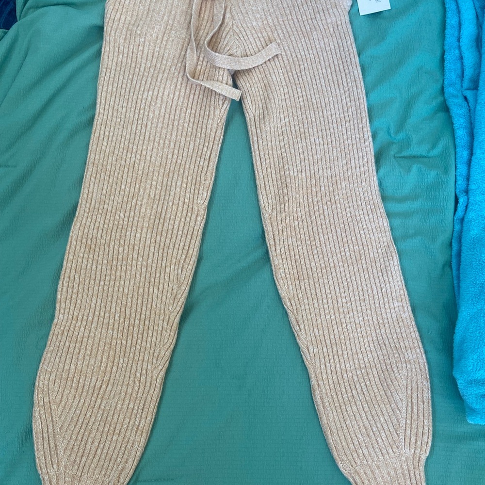 Universal Thread Ribbed Knit Joggers in Tan